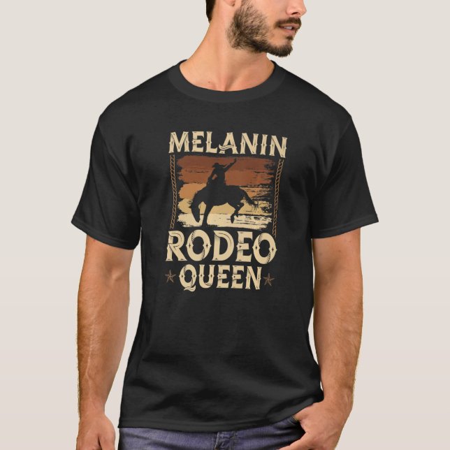 Bronc Riding Melanin Rodeo Queen African American  T-Shirt (Vorderseite)
