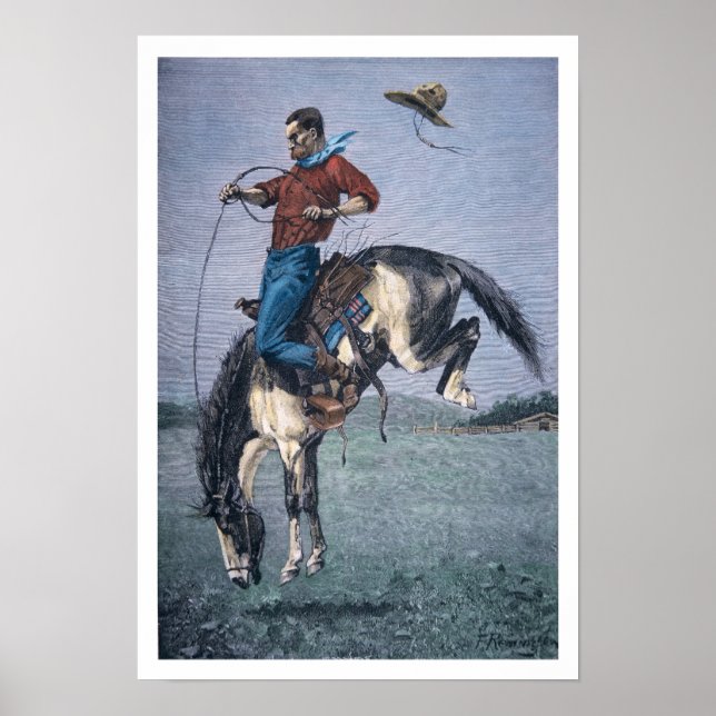 Bronco-Buster (farbige Gravierung) Poster (Vorne)