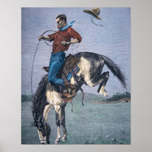 Bronco-Buster (farbige Gravierung) Poster