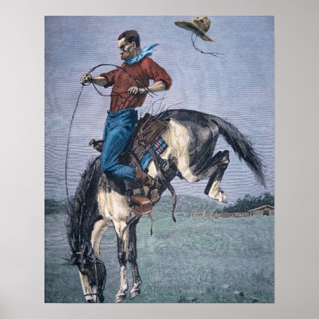 Bronco-Buster (farbige Gravierung) Poster (Vorne)