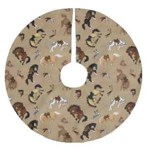 Broncs und Cowboys Polyester Weihnachtsbaumdecke