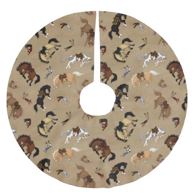 Broncs und Cowboys Polyester Weihnachtsbaumdecke (Vorderseite)