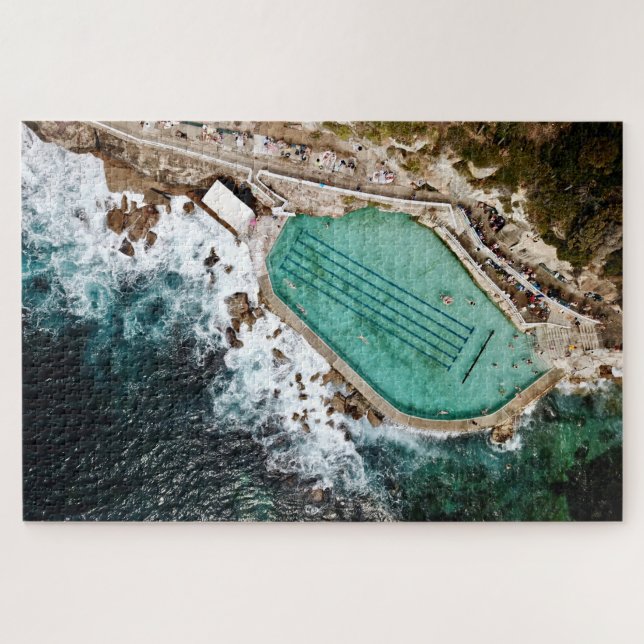 Bronte Bäder Ocean Pool Sydney Luftansicht Puzzle (Horizontal)