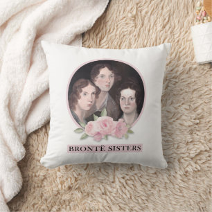 Bronte Sisters Portrait mit rosa Rosen Kissen