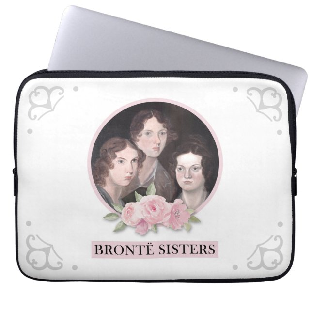 Bronte Sisters Portrait mit rosa Rosen Laptopschutzhülle (Vorderseite)