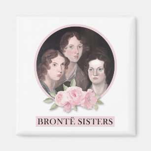 Bronte Sisters Portrait mit rosa Rosen Magnet