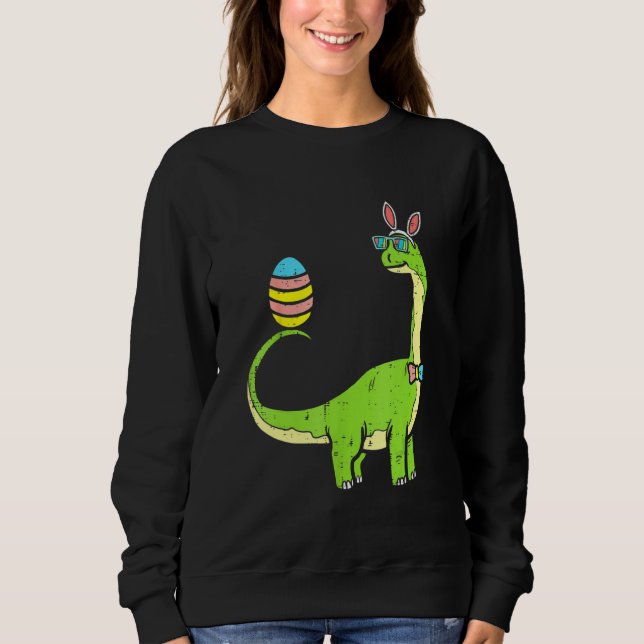 Brontosaurus Bunny Ears Egg Ostertag Niedlich Dino Sweatshirt (Vorderseite)