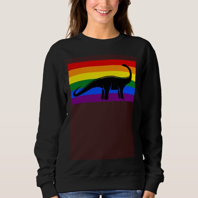 Brontosaurus Dinosaur  Gay Pride Flag Aesthetic Sweatshirt (Vorderseite)