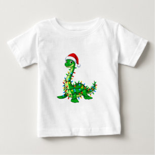 Brontosaurus Dinosaur Santa Hut Weihnachtsbeleucht Baby T-shirt