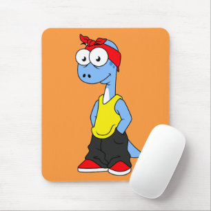 Brontosaurus in Hüftklamotten gekleidet. Mousepad