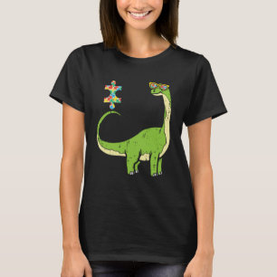 Brontosaurus-Puzzle Autismus-Bewusstsein Langer Ha T-Shirt