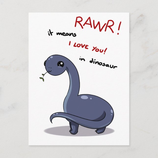 brontosaurus rawr bedeutet, ich Liebe Sie Postkarte (Vorderseite)