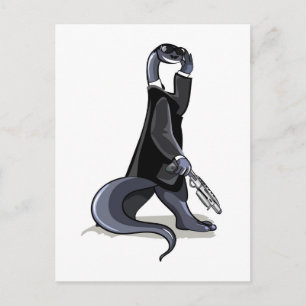 Brontosaurus verkleidet als Filmfigur. Postkarte