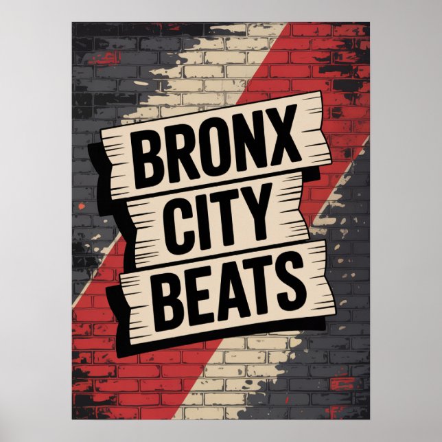 Bronx City Beats Graffiti-Typografie Poster (Vorne)