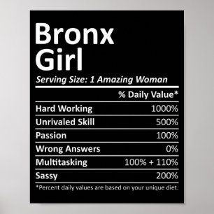 Bronx Mädchen Ny New York Lustige Stadt Heimat Wur Poster