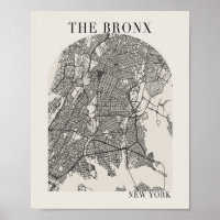 Bronx New York Boho Arch Beige Street Map