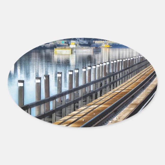 Bronx New York City Gebäude River Ovaler Aufkleber (Vorderseite)
