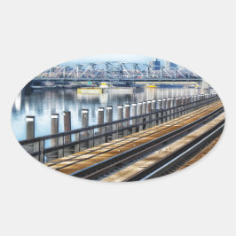 Bronx New York City Gebäude River Ovaler Aufkleber