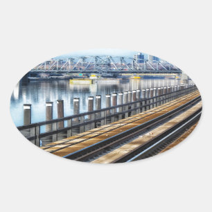 Bronx New York City Gebäude River Ovaler Aufkleber