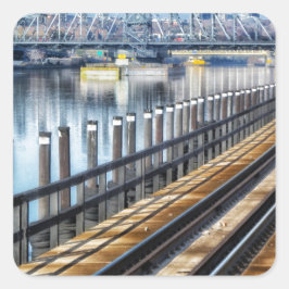 Bronx New York City Gebäude River Quadratischer Aufkleber