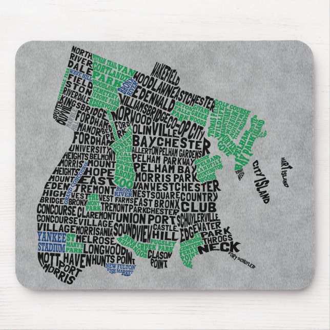 Bronx New York City Typografie Mousepad (Vorne)