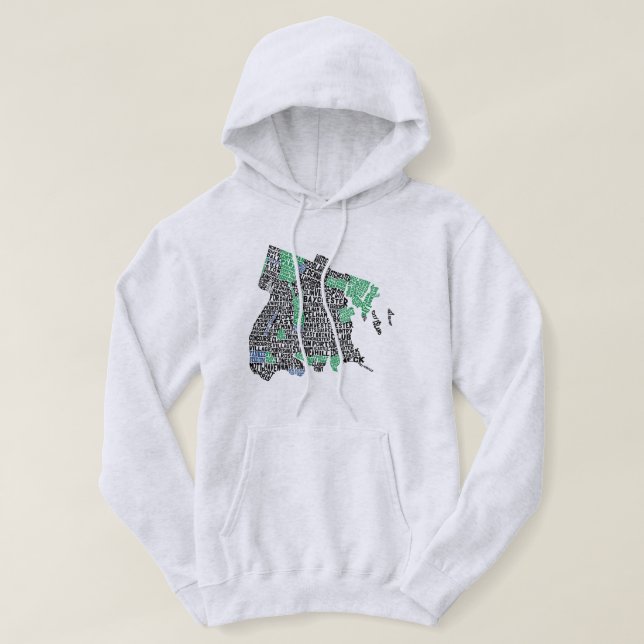 Bronx New York City Word Karte Hoodie (Design vorne)
