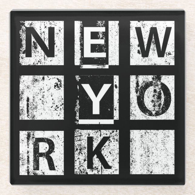 Bronx New York| Grunge Typografie Glasuntersetzer (Vorderseite)