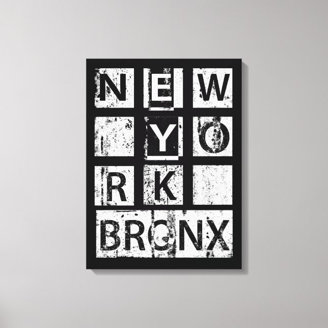 Bronx New York | Grunge Typografie Leinwanddruck (Vorderseite)