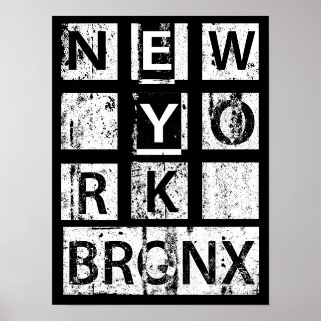 Bronx New York | Grunge Typografie Poster (Vorne)