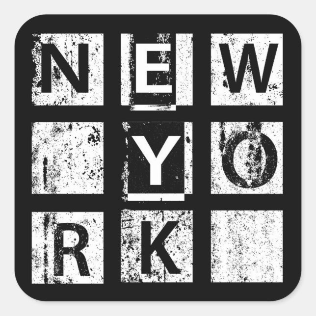 Bronx New York | Grunge Typografie Quadratischer Aufkleber (Vorderseite)