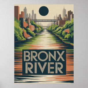 Bronx River Waterfront Park Städtische Naturszene Poster