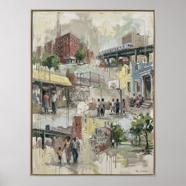 Bronx Street Life Impasto-Malerei Poster
