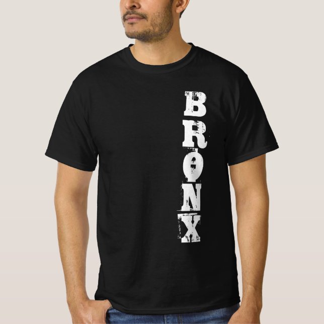 Bronx Text Retro Classic New York City Black T-Shirt (Vorderseite)