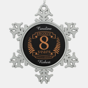 Bronze 8. Hochzeitstag 8 Jahre Schneeflocken Zinn-Ornament