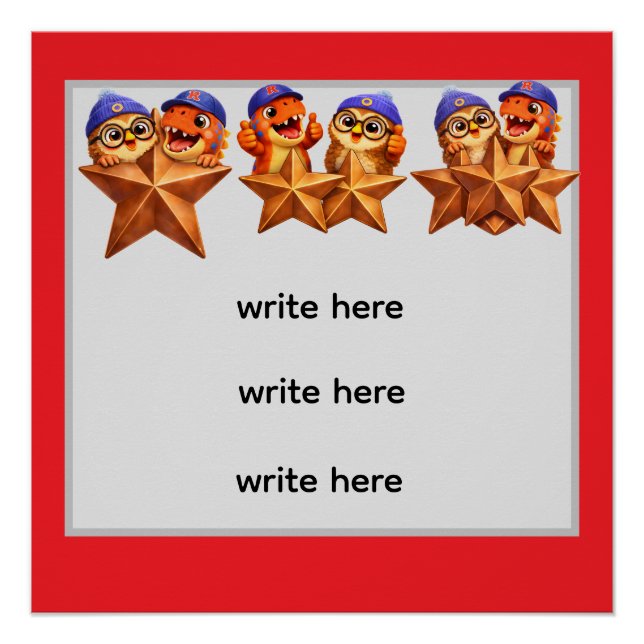 Bronze achievement poster, customisable star rewar poster (Vorderseite)