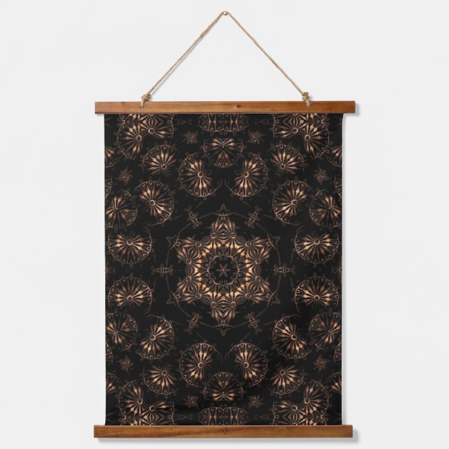 Bronze Age Mandala Wandteppich Mit Holzrahmen (Vorderseite)