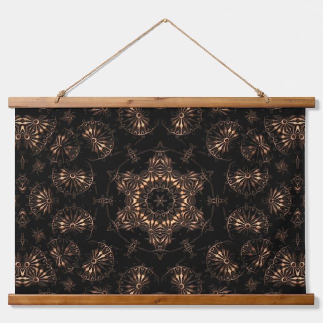 Bronze Age Mandala Wandteppich Mit Holzrahmen (Vorderseite)