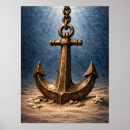 Bronze-Anker unter Wasser Ozean Poster