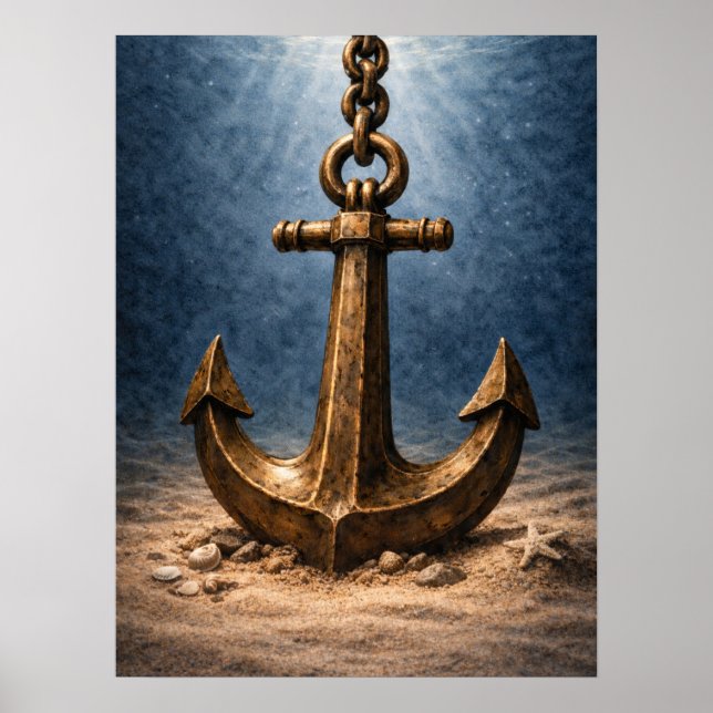 Bronze-Anker unter Wasser Ozean Poster (Vorne)