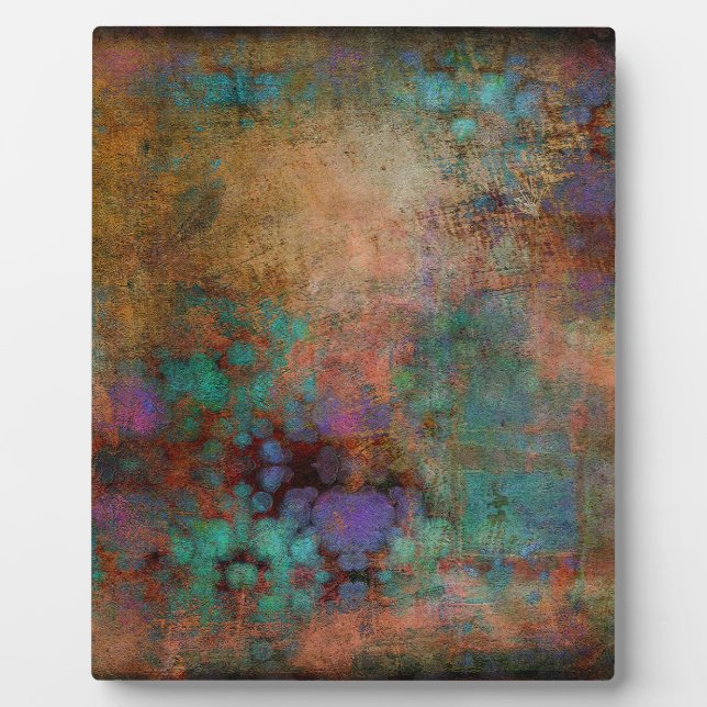 Bronze, Aquamarin, Lila Abstrakt Fotoplatte (Vorderseite)