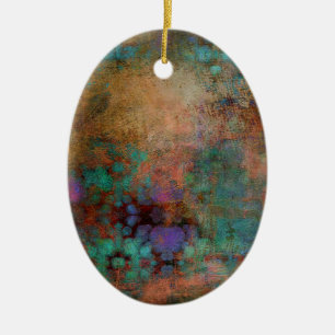 Bronze, Aquamarin, Lila Abstrakt Keramikornament