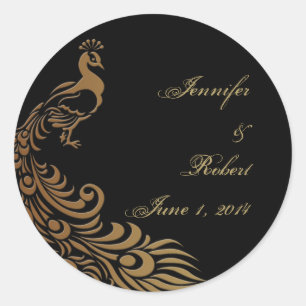 Bronze Art Déco Pfau und Umschlag Aufkleber Blumen