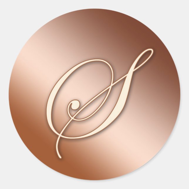 Bronze-Aufkleber - Monogramm S Runder Aufkleber (Vorderseite)