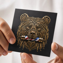 Bronze Bär Razor Barbier Shop Logo Hairstylist