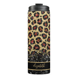 Bronze Black and Gold Leopard Thermal Tumbler Thermosbecher