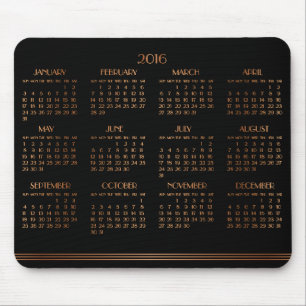 Bronze Black Art Deco Kalender 2016 Mouse Pad Mousepad