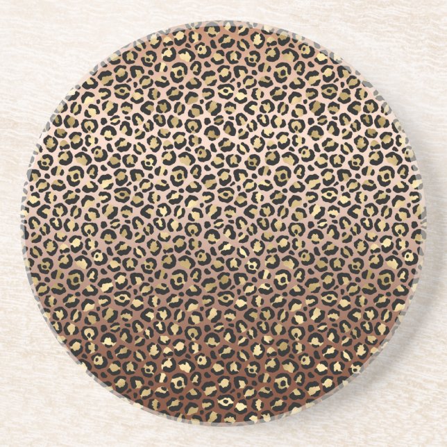 Bronze Black Gold Ombre Leopard Print Getränkeuntersetzer (Vorne)