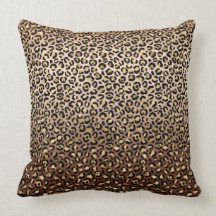 Bronze Black Gold Ombre Leopardrucke     Kissen