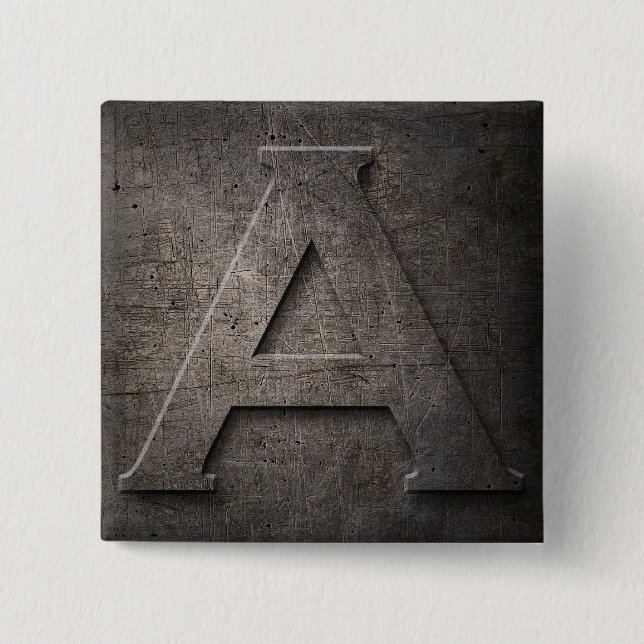 Bronze Black Metal A Monogram Square Buttons Butto (Vorderseite)