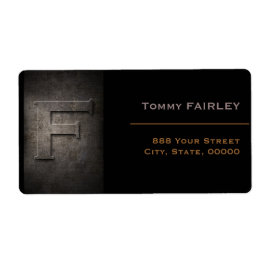 Bronze Black Metal Monogram F Address Label